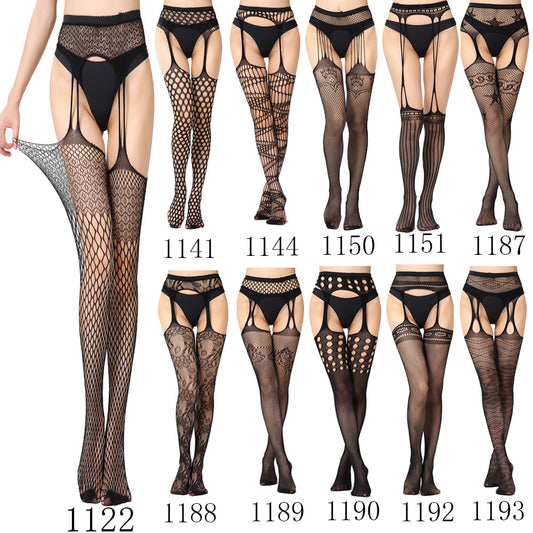 Elastic Fishnet Stockings with Garter