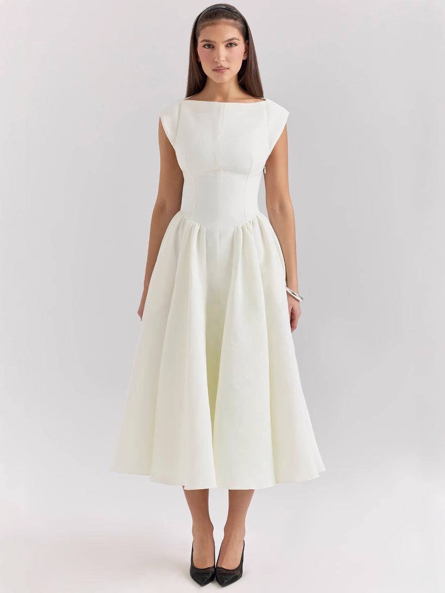 Women's Backless Round Neck Sleeveless Dress