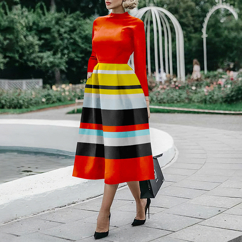 Long Sleeve V-Neck A-Line Maxi Dress for Women